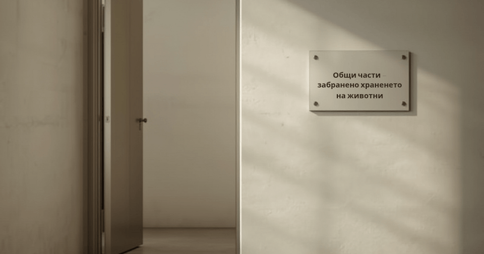 Табела „Общи части“ на входа на сграда